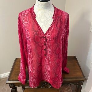 a.n.a. a new approach, red and white snake print tunic size 2X